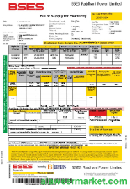 India Bses electricity business utility bill Word and PDF template-trang